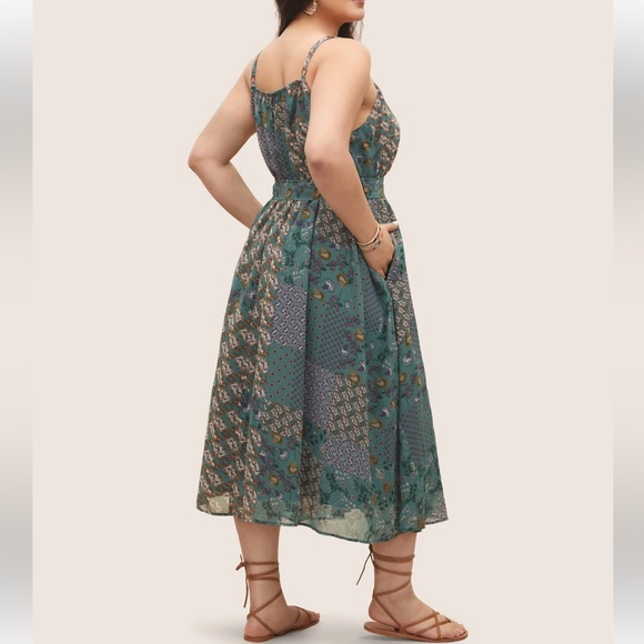 Bloomchic Chiffon Boho Print Wrap Belted Cami Dress - Picture 3 of 7